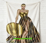 Versace Gold Black Medusa Shield Print Flannel Sofa Throw Blanket IMG_1759